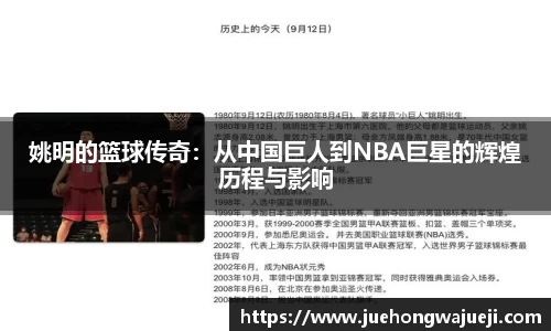 姚明的篮球传奇：从中国巨人到NBA巨星的辉煌历程与影响
